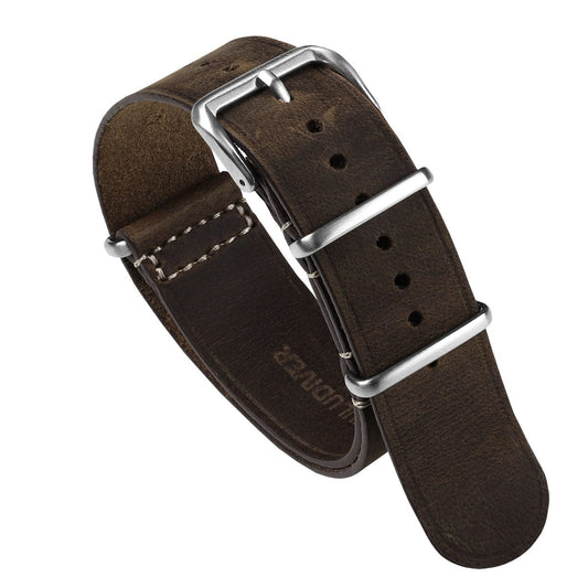 ZULUDIVER 1973 British Military Watch Strap: OXFORD - Chocolate Brown