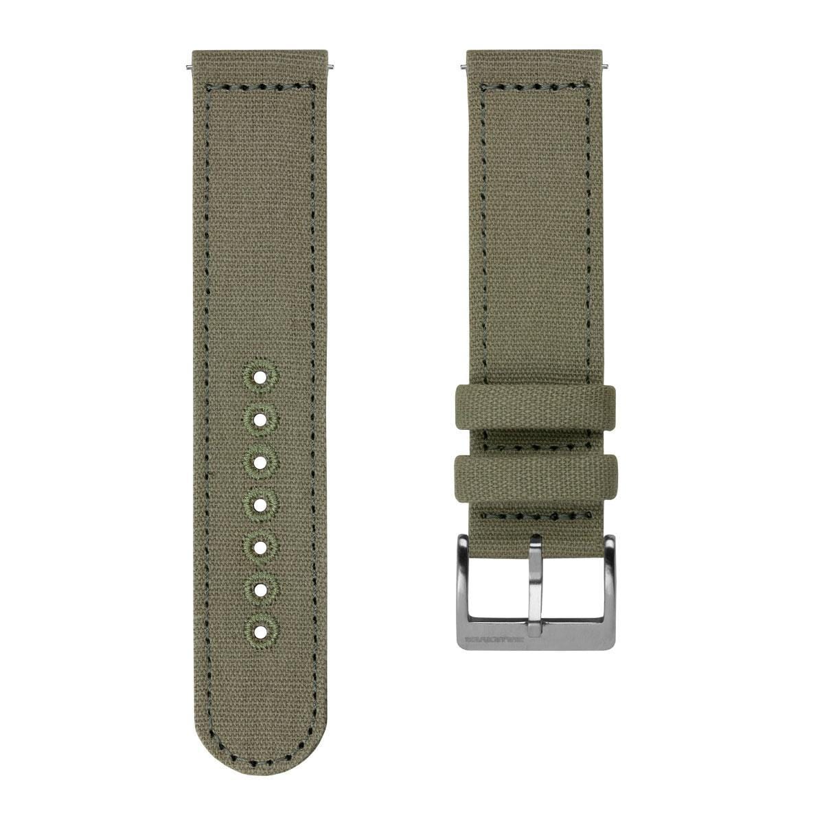 ZULUDIVER Croyde 2 Piece Canvas Quick-Release Watch Strap - Army Green