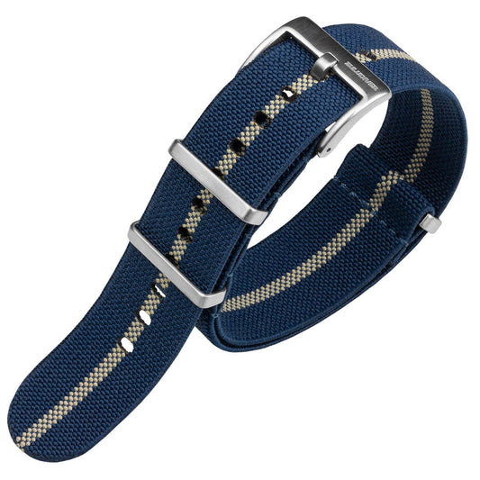 ZULUDIVER 1973 British Military Watch Strap: AIRBORNE Elastic - Blue & Gold