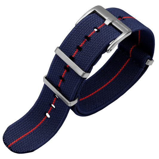 ZULUDIVER 1973 British Military Watch Strap: AIRBORNE Elastic - Blue & Red