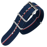 ZULUDIVER 1973 British Military Watch Strap: AIRBORNE Elastic - Blue, White & Orange