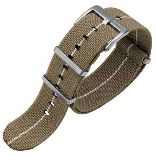 ZULUDIVER 1973 British Military Watch Strap: AIRBORNE Elastic - Khaki & White