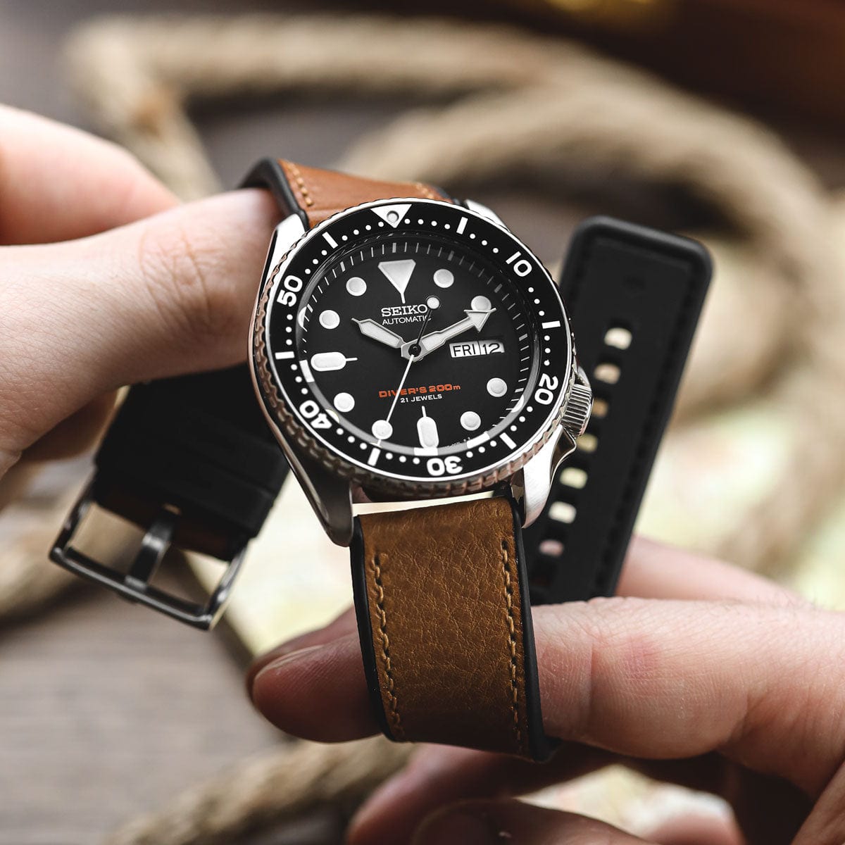 ZULUDIVER Endurance Rubber Watch Strap Brushed Buckle Congo