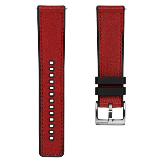 ZULUDIVER Endurance Rubber Watch Strap Brushed Buckle - Marum Red