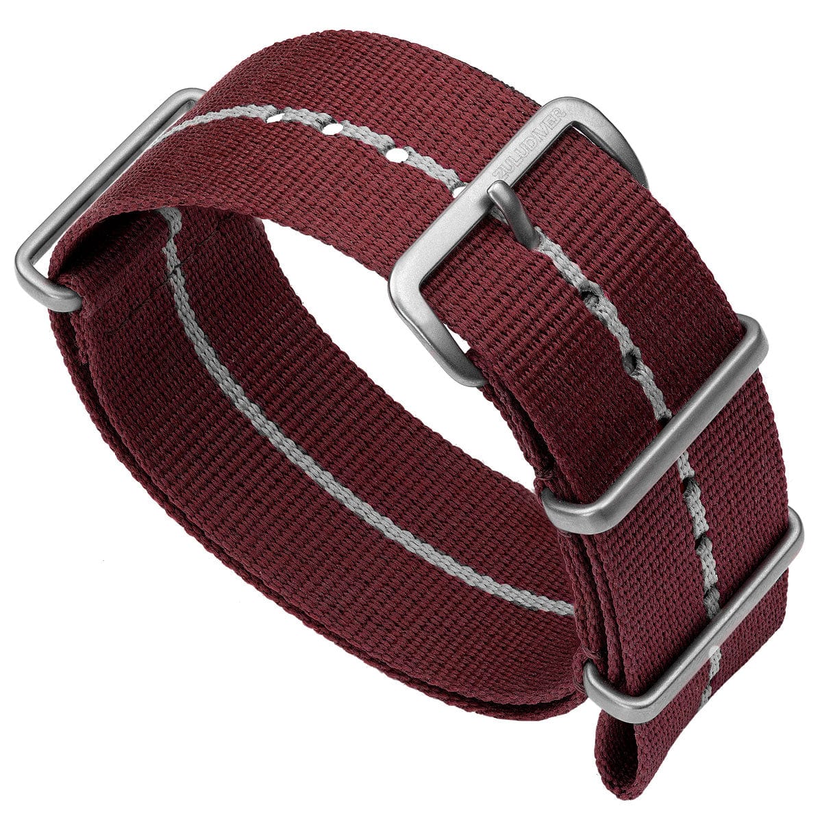 ZULUDIVER 1973 British Military Watch Strap: CADET Marine Nationale - Burgundy & White