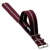 ZULUDIVER 1973 British Military Watch Strap: CADET Marine Nationale - Burgundy & White