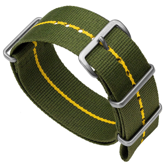 ZULUDIVER 1973 British Military Watch Strap: CADET Marine Nationale - Green & Yellow