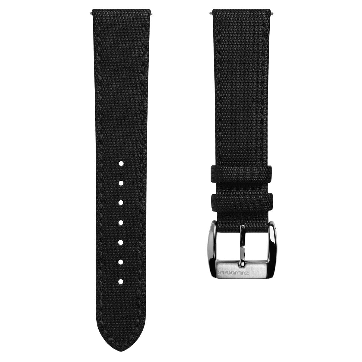 ZULUDIVER Maverick (MK II) Sailcloth Waterproof Watch Strap - Black / Black