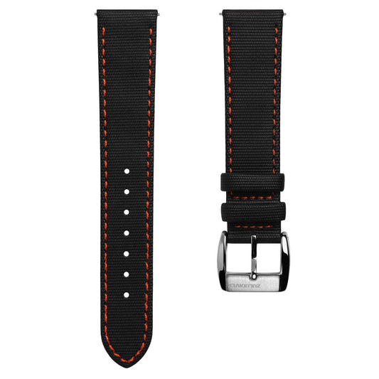 ZULUDIVER Maverick (MK II) Sailcloth Waterproof Watch Strap - Black / Orange
