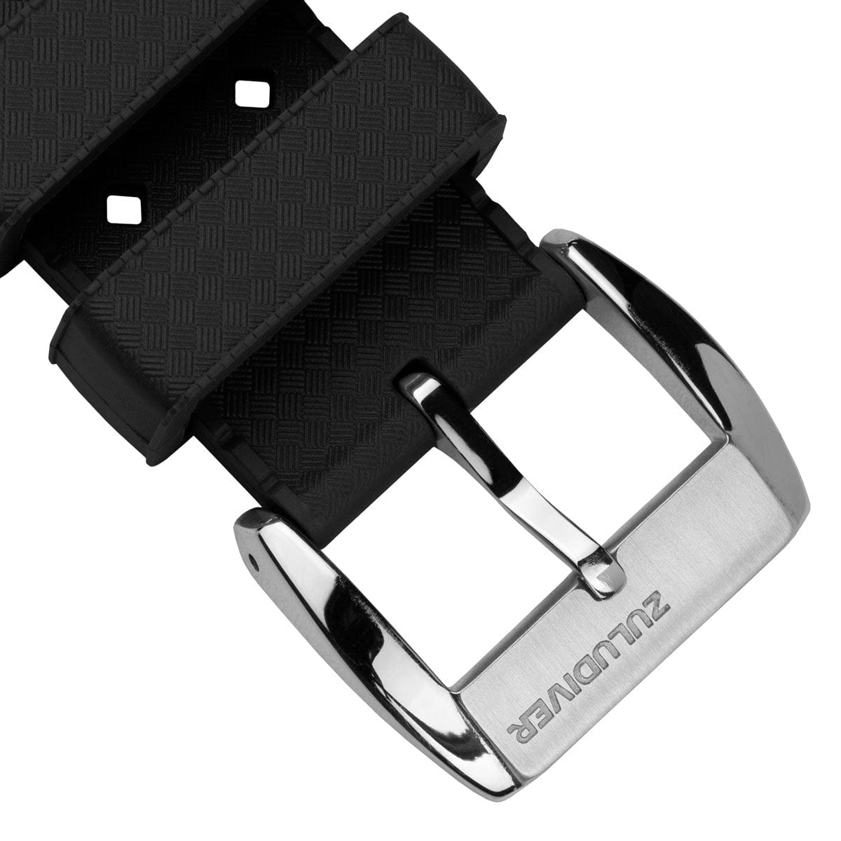 ZULUDIVER Modern Tropical Style Rubber Watch Strap - Black