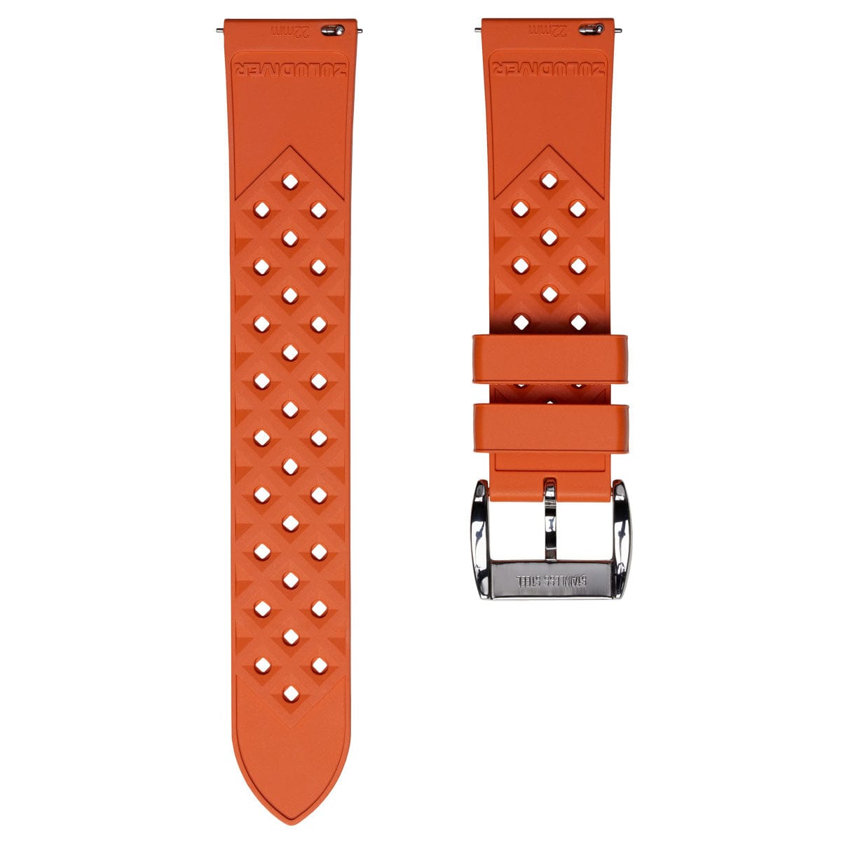 ZULUDIVER Modern Tropical Style Rubber Watch Strap - Orange