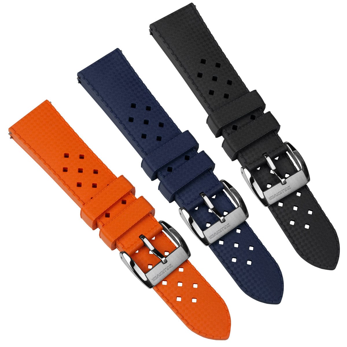 ZULUDIVER Modern Tropical Style Rubber Watch Strap - Orange