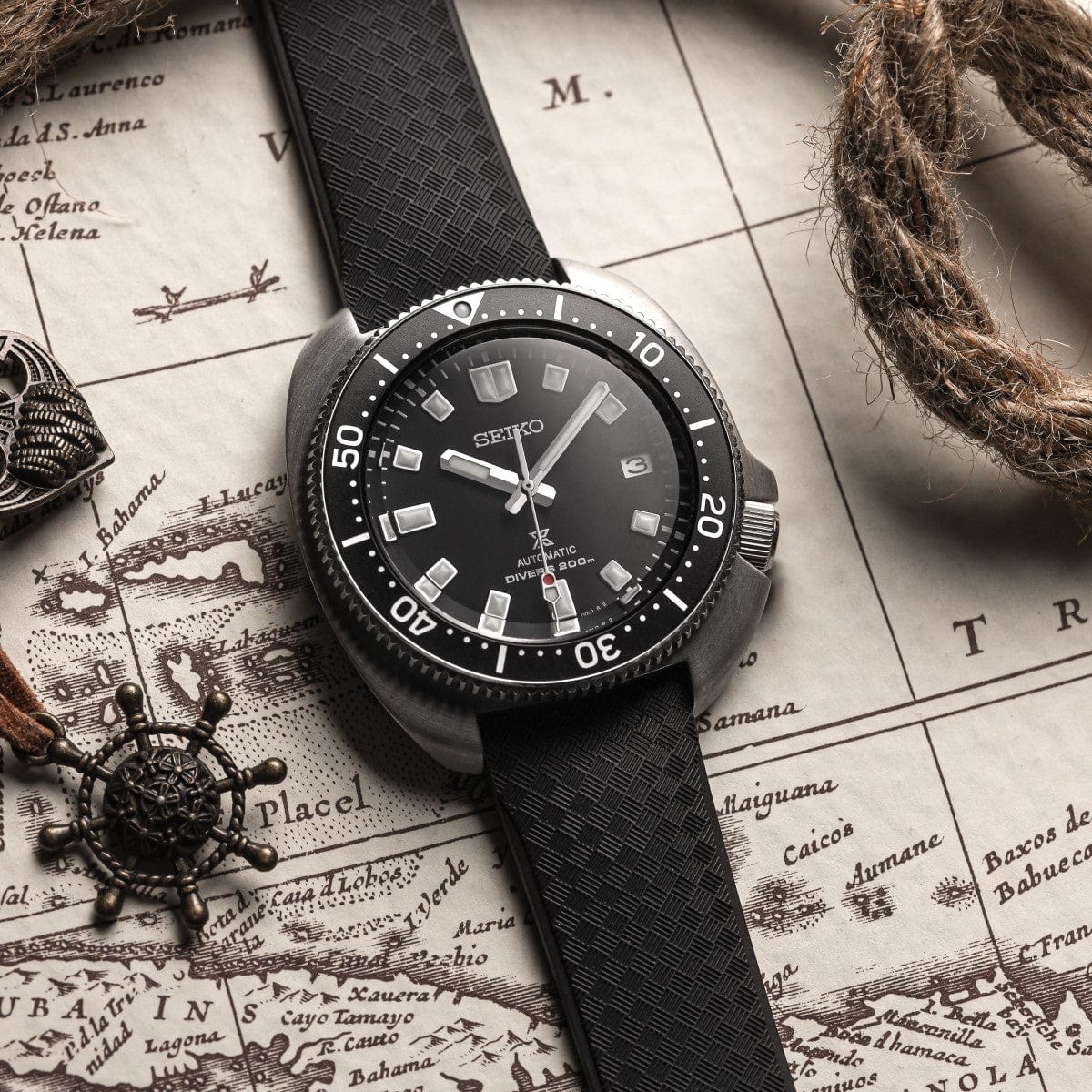 ZULUDIVER Modern Tropical Watch Strap (MkII) - Black - Silver Hardware