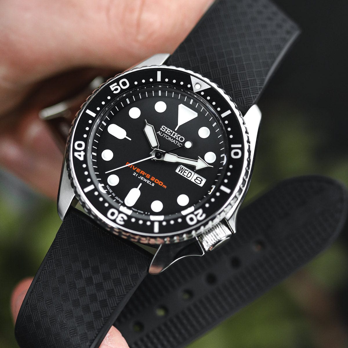 ZULUDIVER Padded Tropical Rubber Watch Strap (MkII) - Black