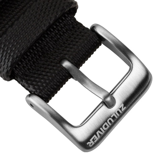 ZULUDIVER Quick Release Sailcloth Perforated Watch Strap - Black Stealth
