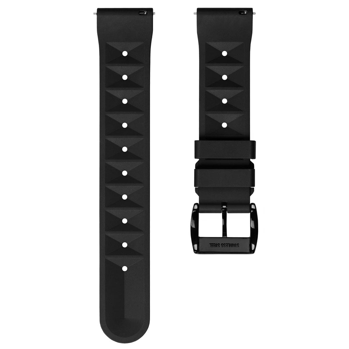 ZULUDIVER Seacroft Waffle FKM Rubber Dive Watch Strap (MkII) - Black - Black Buckle