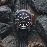 ZULUDIVER Seacroft Waffle FKM Rubber Dive Watch Strap (MkII) - Black - Black Buckle