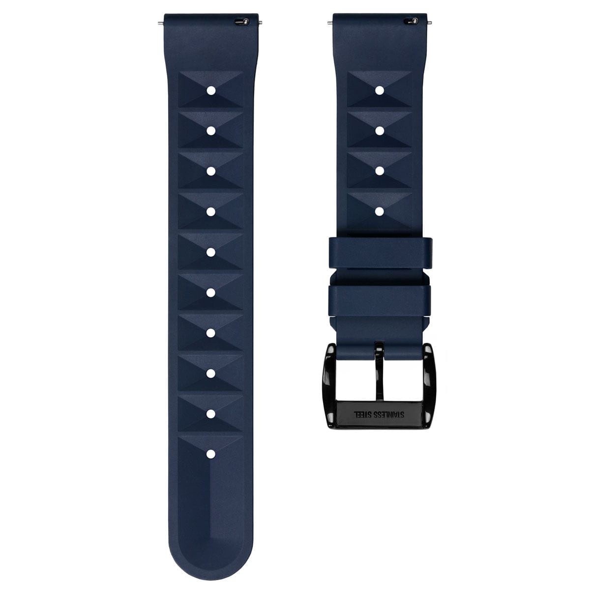 ZULUDIVER Seacroft Waffle FKM Rubber Dive Watch Strap (MkII) - Blue - Black Buckle