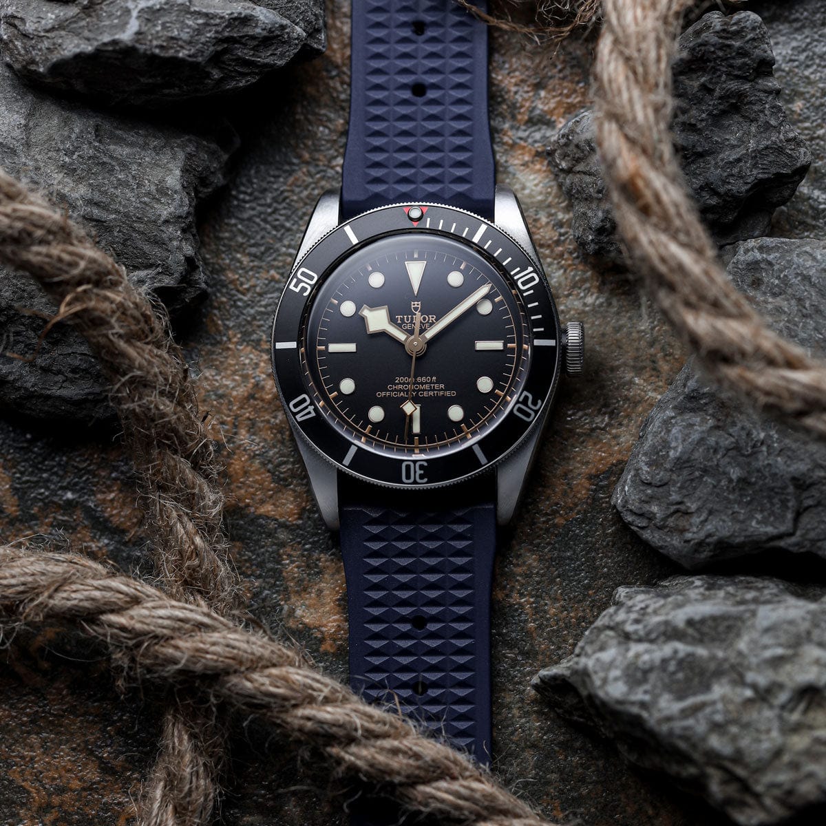 Seacroft Waffle Rubber Dive Watch Strap - Blue