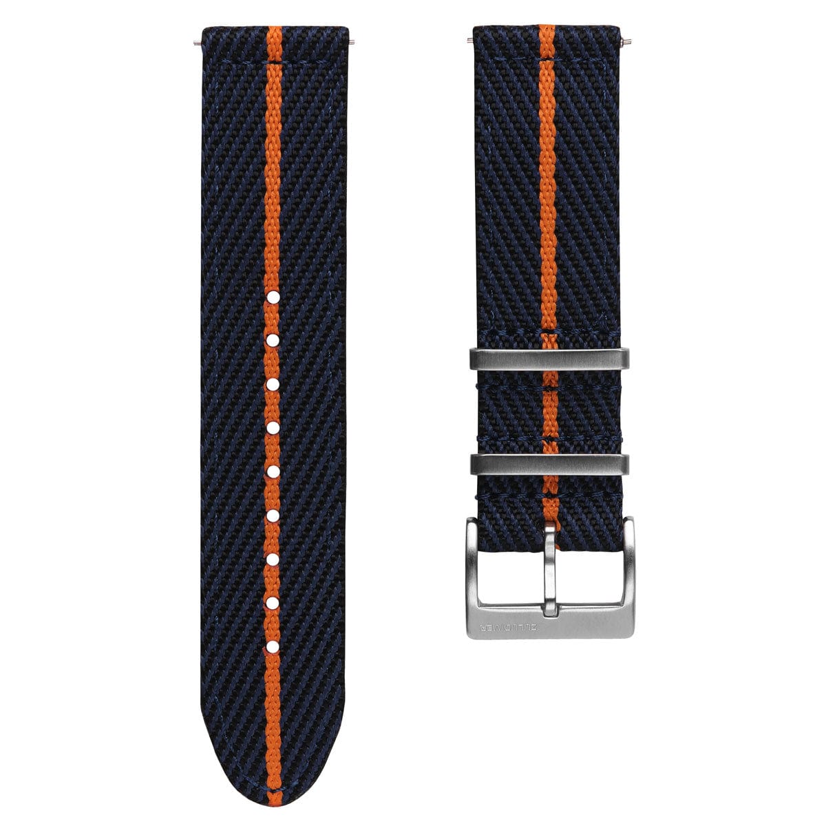 ZULUDIVER Seasalter Two-Piece NATO Watch Strap - Black, Blue, & Orange