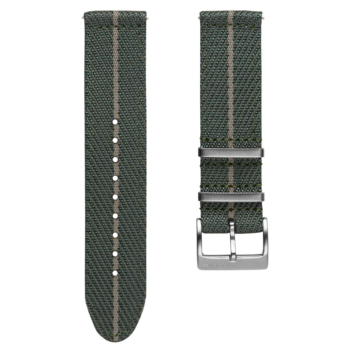 ZULUDIVER Seasalter Two-Piece Military Nylon Watch Strap - Green & Beige