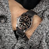 ZULUDIVER Seaton FKM Rubber Military Watch Strap - Black - Satin Buckles