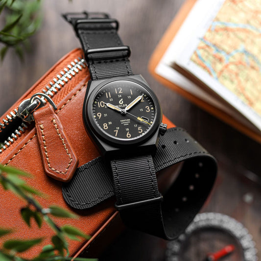 ZULUDIVER 1973 British Military Watch Strap: TYPHOON Sailcloth - IP Black