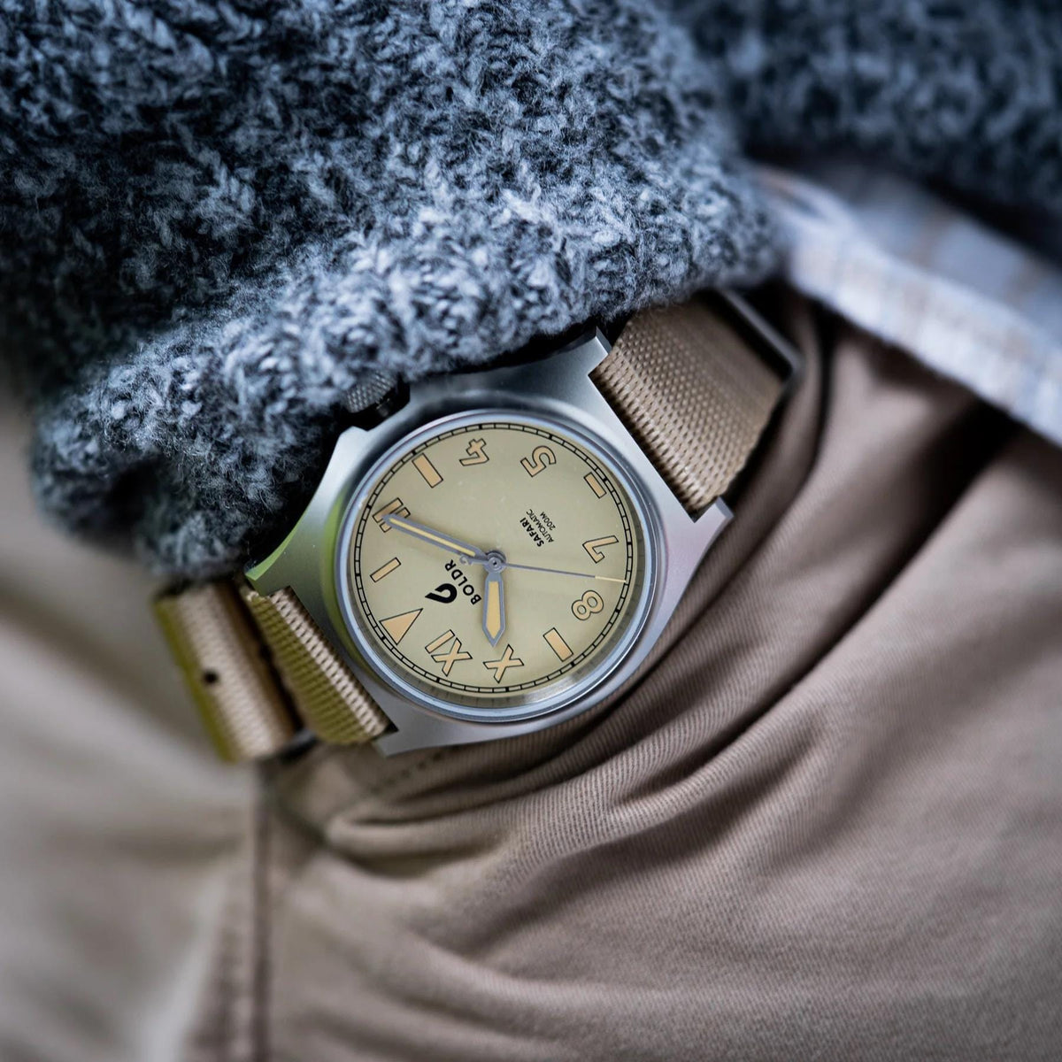 Boldr Ranger Upepo Automatic Field Watch - Matt Khaki California Dial