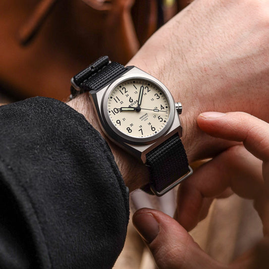 Boldr Venture Automatic Field Watch - Ivory White - LIKE NEW