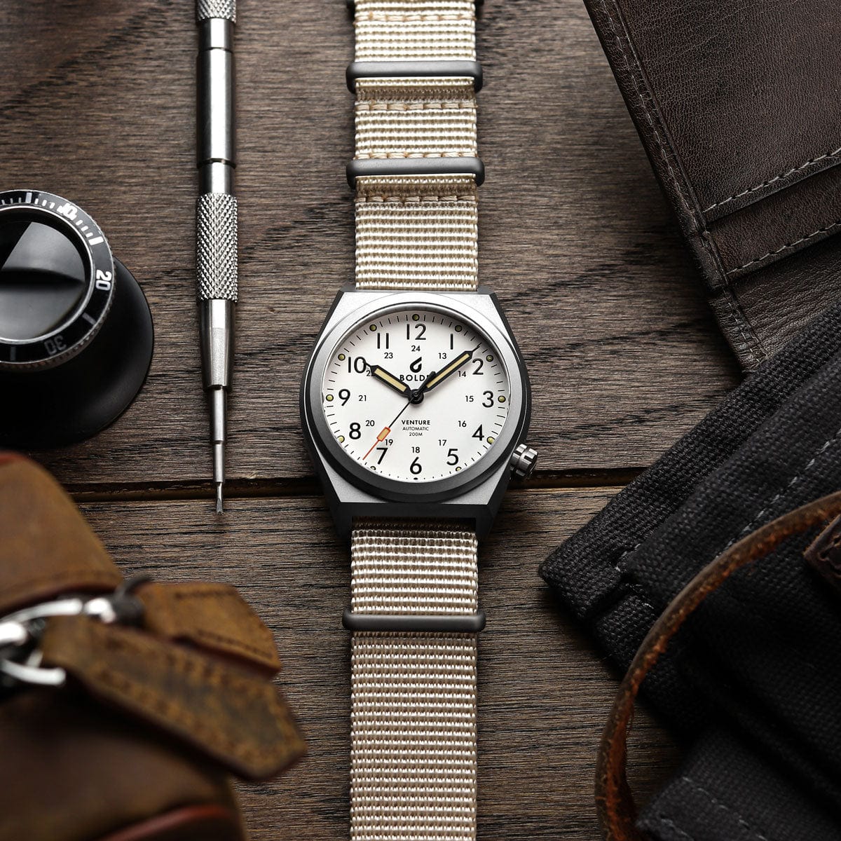 Boldr Venture Automatic Field Watch - Sand Storm