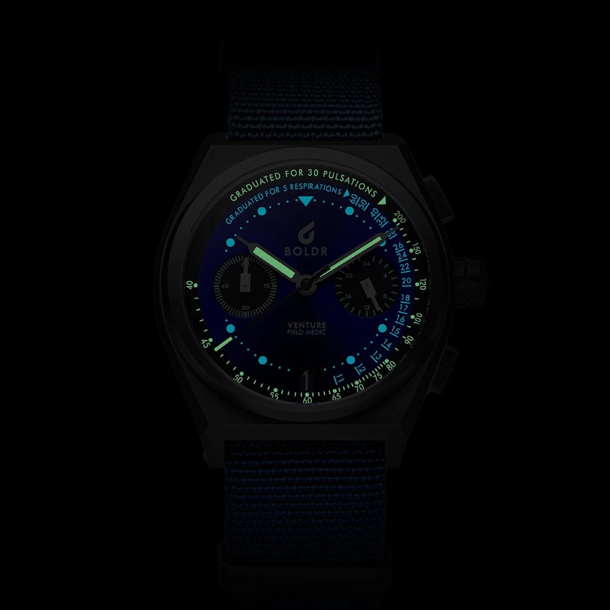 Boldr Venture Field Medic III Chronograph Watch - Blue Dial