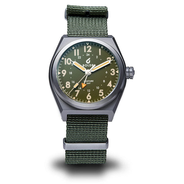 Boldr Venture GMT Field Watch Green WatchGecko