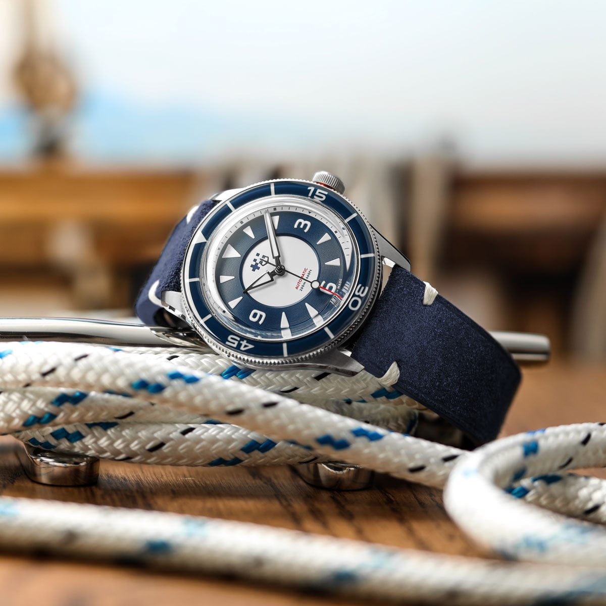 Christopher Ward + WatchGecko C65 Aquitaine - Overton Blue Suede