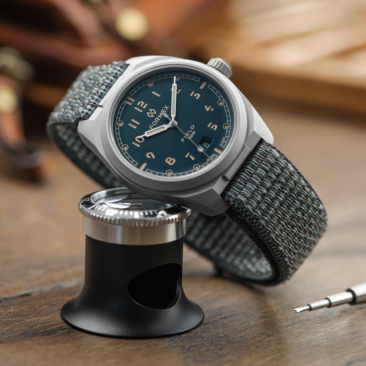 FORMEX Field Automatic - Petrol Blue - Blue Nylon Strap