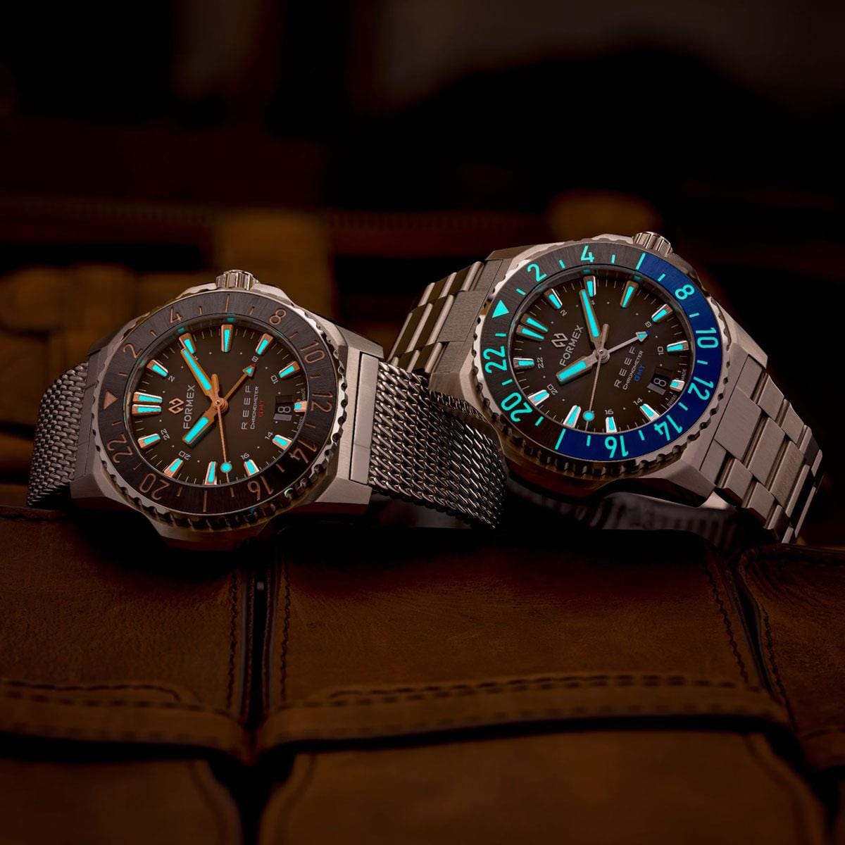 FORMEX REEF GMT - Black Dial with Blue GMT - Stainless Steel Bracelet