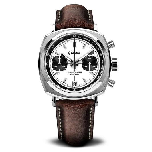 Geckota Chronotimer Racing Chronograph Watch White Dial Classic Panda TP-369-2
