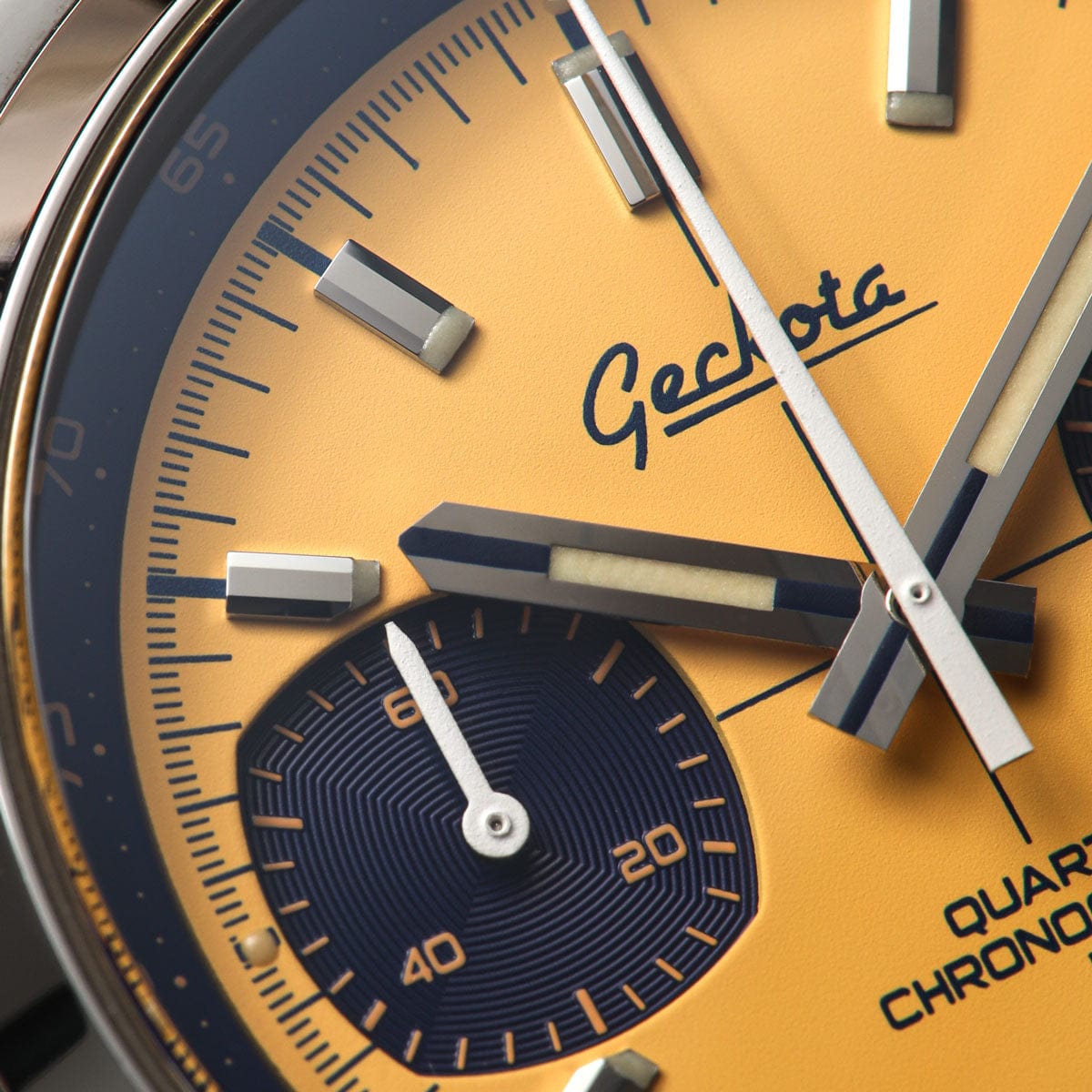 Geckota Chronotimer Racing Chronograph Watch Yellow Dial VS-369-4