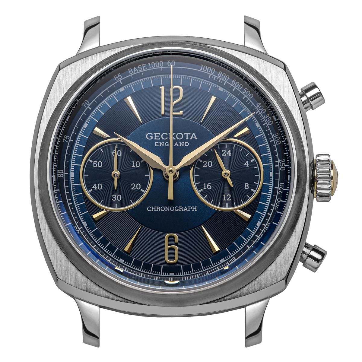 Geckota Ensign Blue and Gold Chronograph Grey Suede Strap - NEARLY NEW
