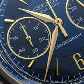 Geckota Ensign Blue and Gold Chronograph Grey Suede Strap - NEARLY NEW