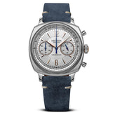 Geckota Ensign Silver and Rose Gold Chronograph - Blue Suede Strap - NEARLY NEW