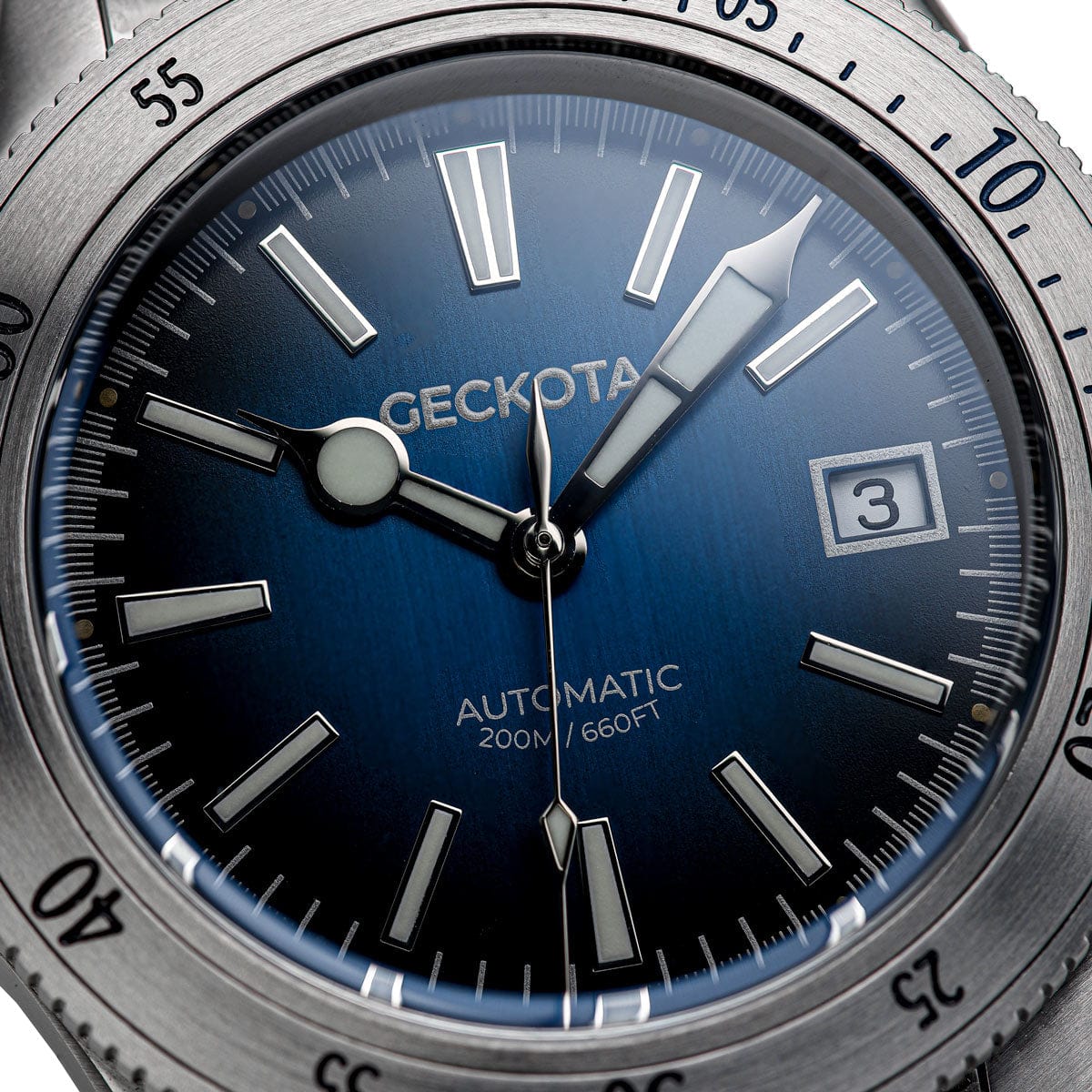 Geckota Sea Hunter Automatic Diver's Watch Steel Edition - Blue Dial