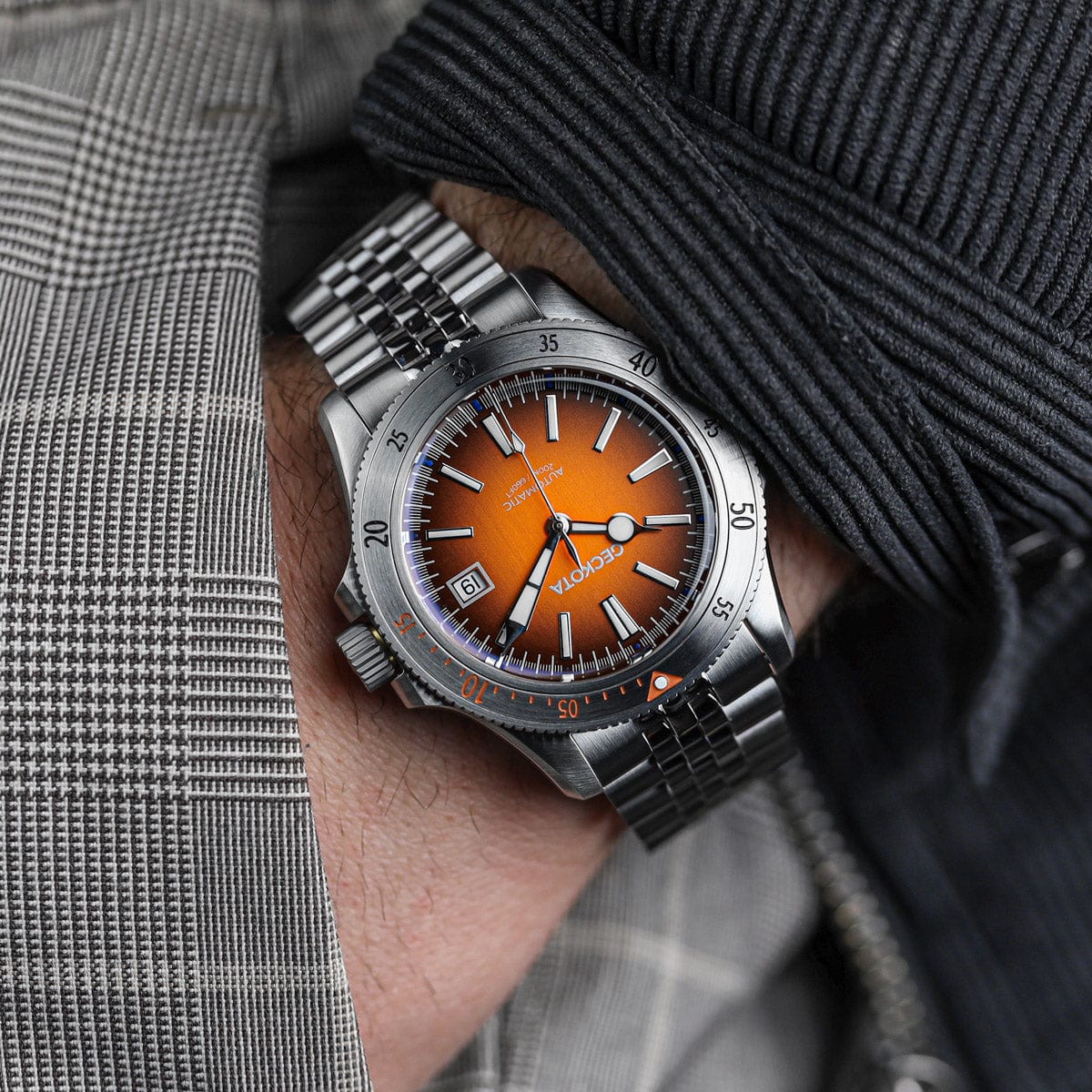 Geckota Sea Hunter Automatic Diver's Watch Steel Edition - Orange Dial - LIKE NEW