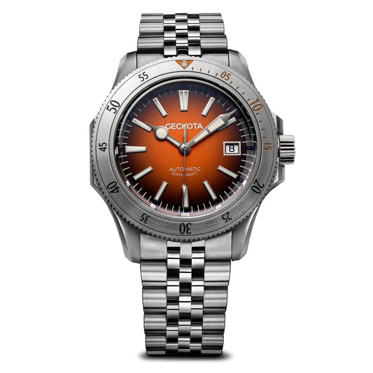 Geckota Sea Hunter Automatic Diver's Watch Steel Edition - Orange Dial