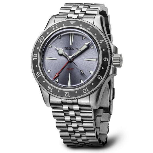 Geckota G-02 GMT Quartz Watch | Dusty Purple Dial with Grey Bezel