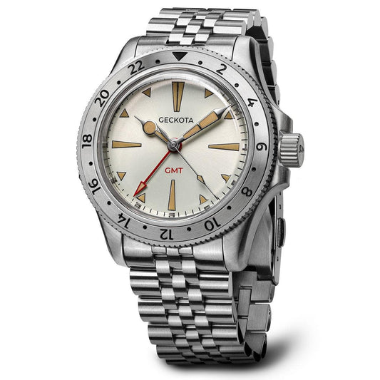 Geckota G-02 GMT Quartz Watch | Sand Dial Steel Bezel