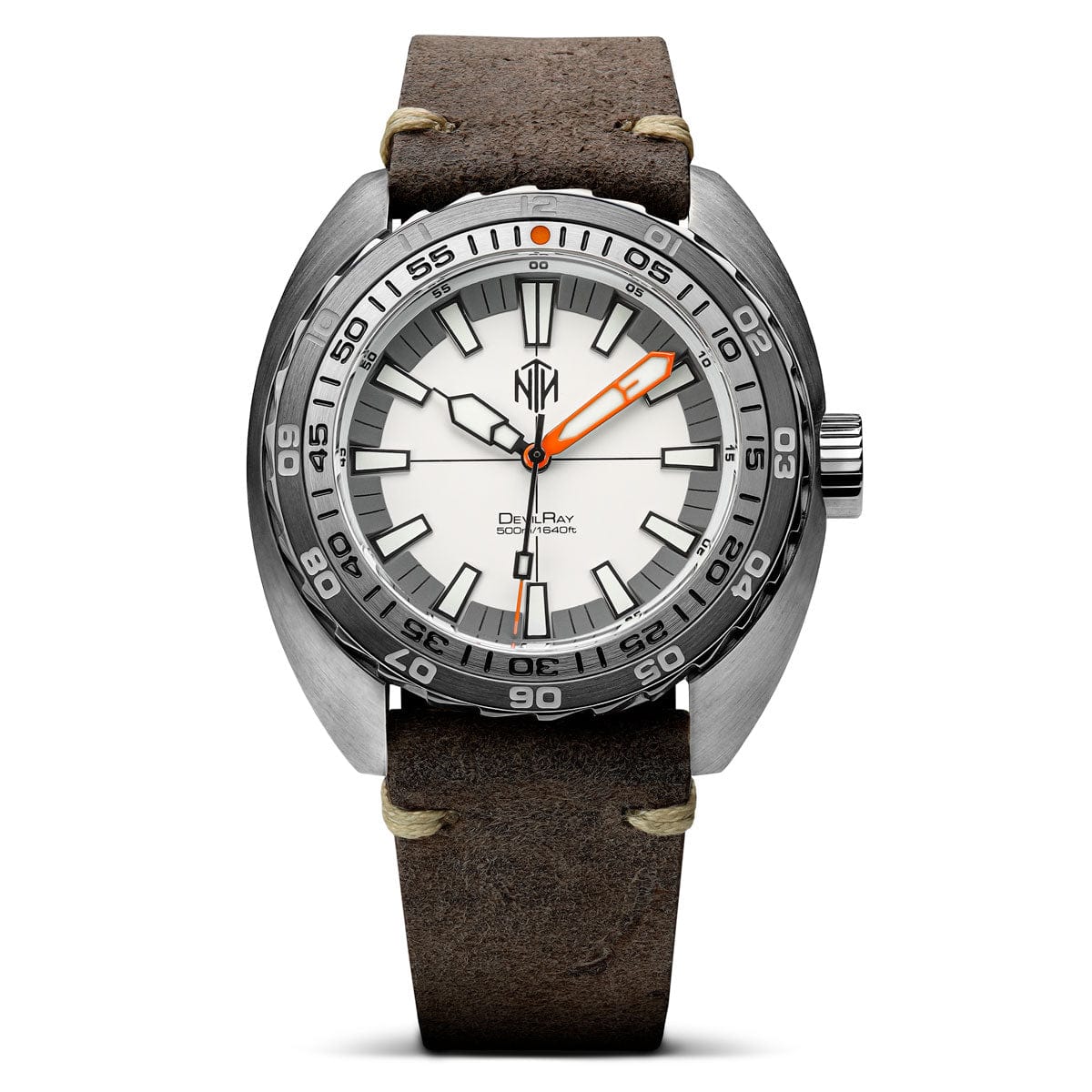NTH DevilRay Dive Watch - White - Leather Strap - WatchGecko Exclusive
