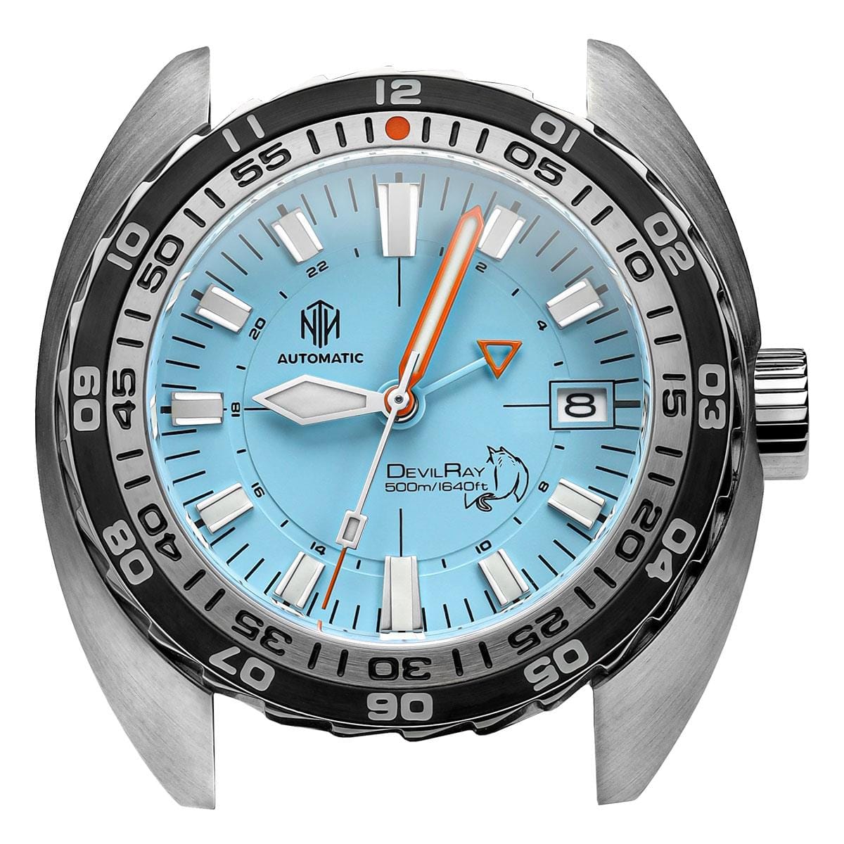 NTH DevilRay GMT - Light Blue - Leather Strap - WatchGecko Exclusive