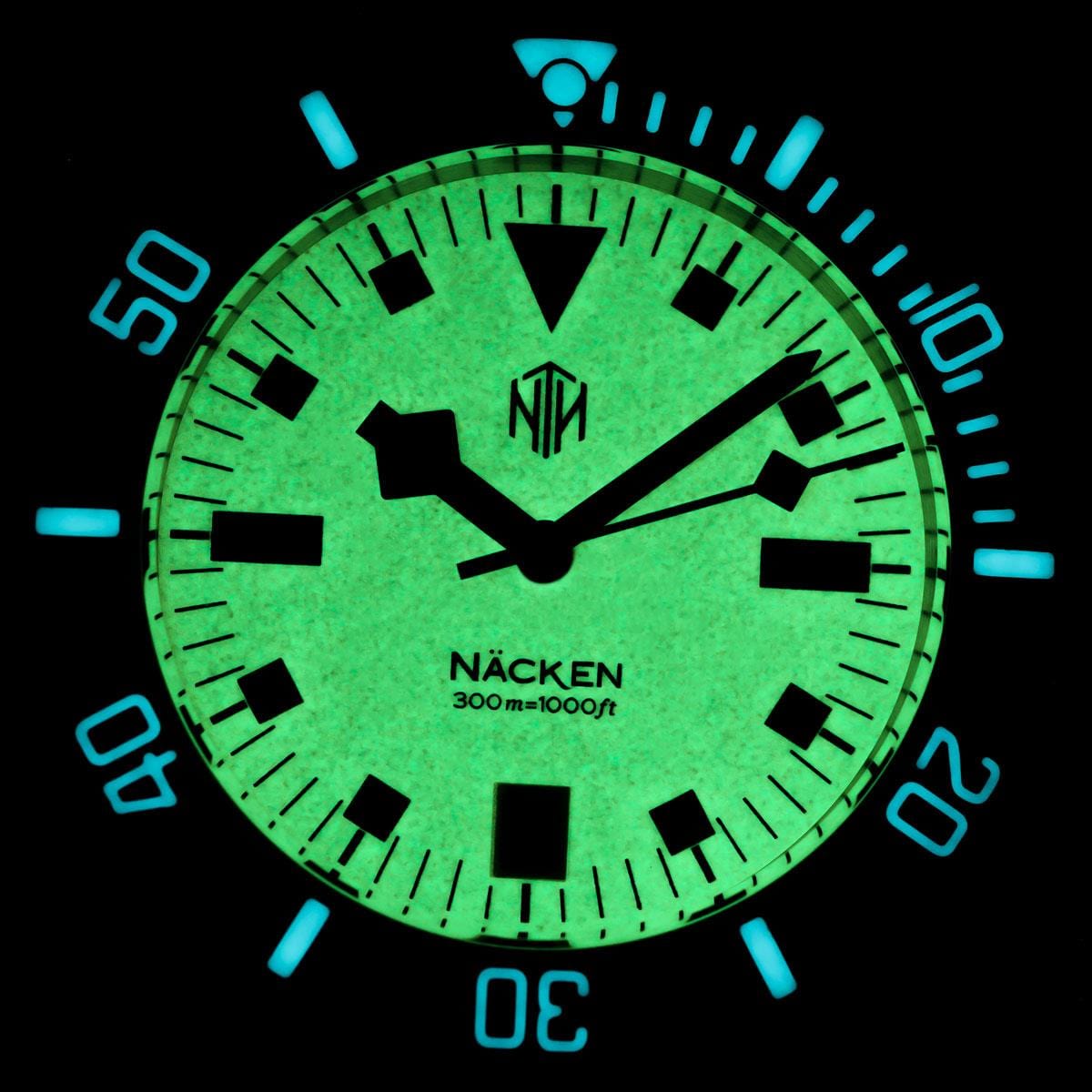NTH Näcken Dive Watch - Vintage White Full Lume Dial - No Date