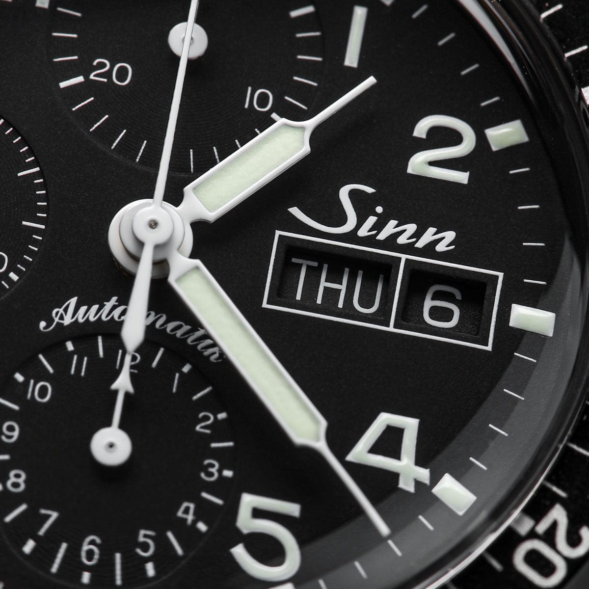 Sinn 103 St Pilot Chronograph Automatic Watch - Black Dial - Solid Bracelet