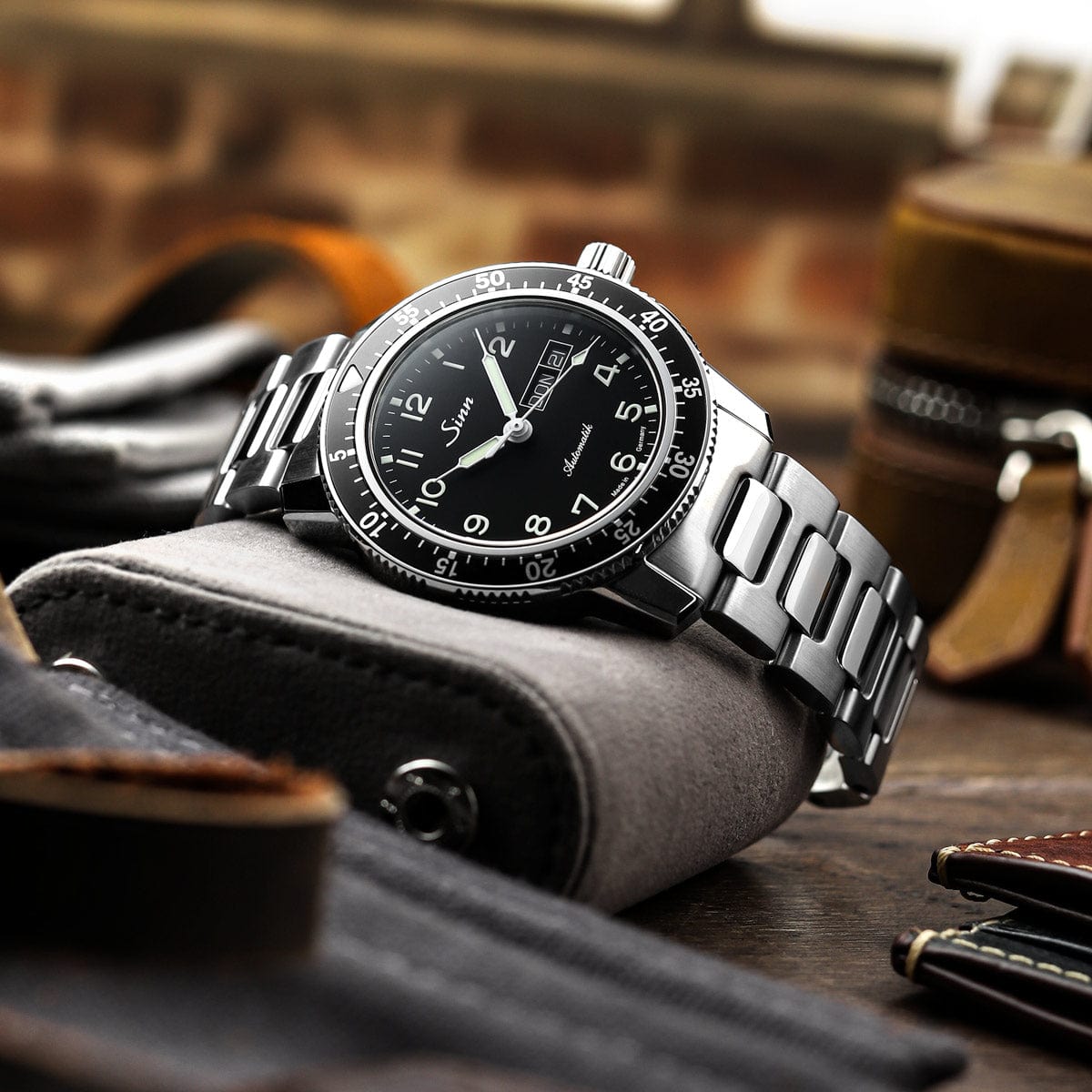 Sinn 104 St Sa A Pilots Watch Black Arabic Dial Solid Bracelet